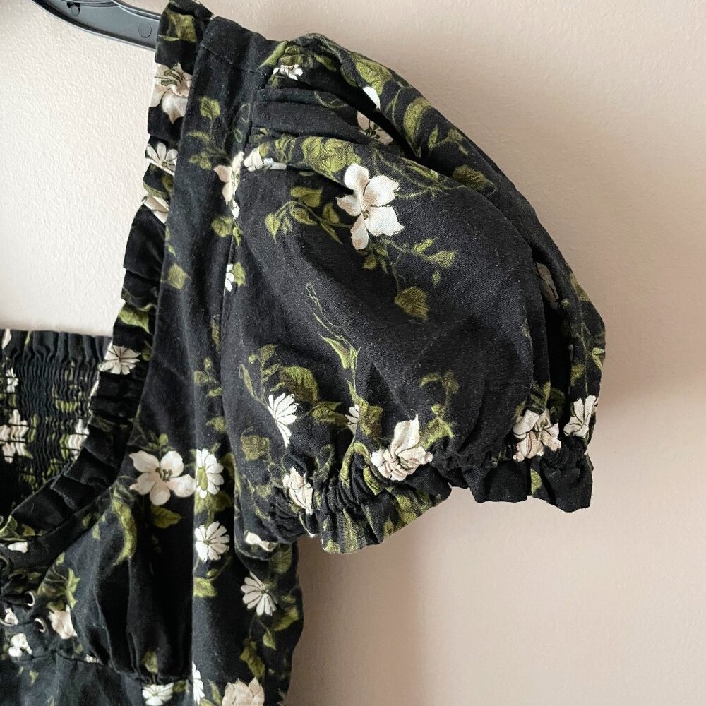 Anthropologie Maeve Linen Blend Puff-Sleeve Sweetheart Midi Dress - Picture 4 of 9